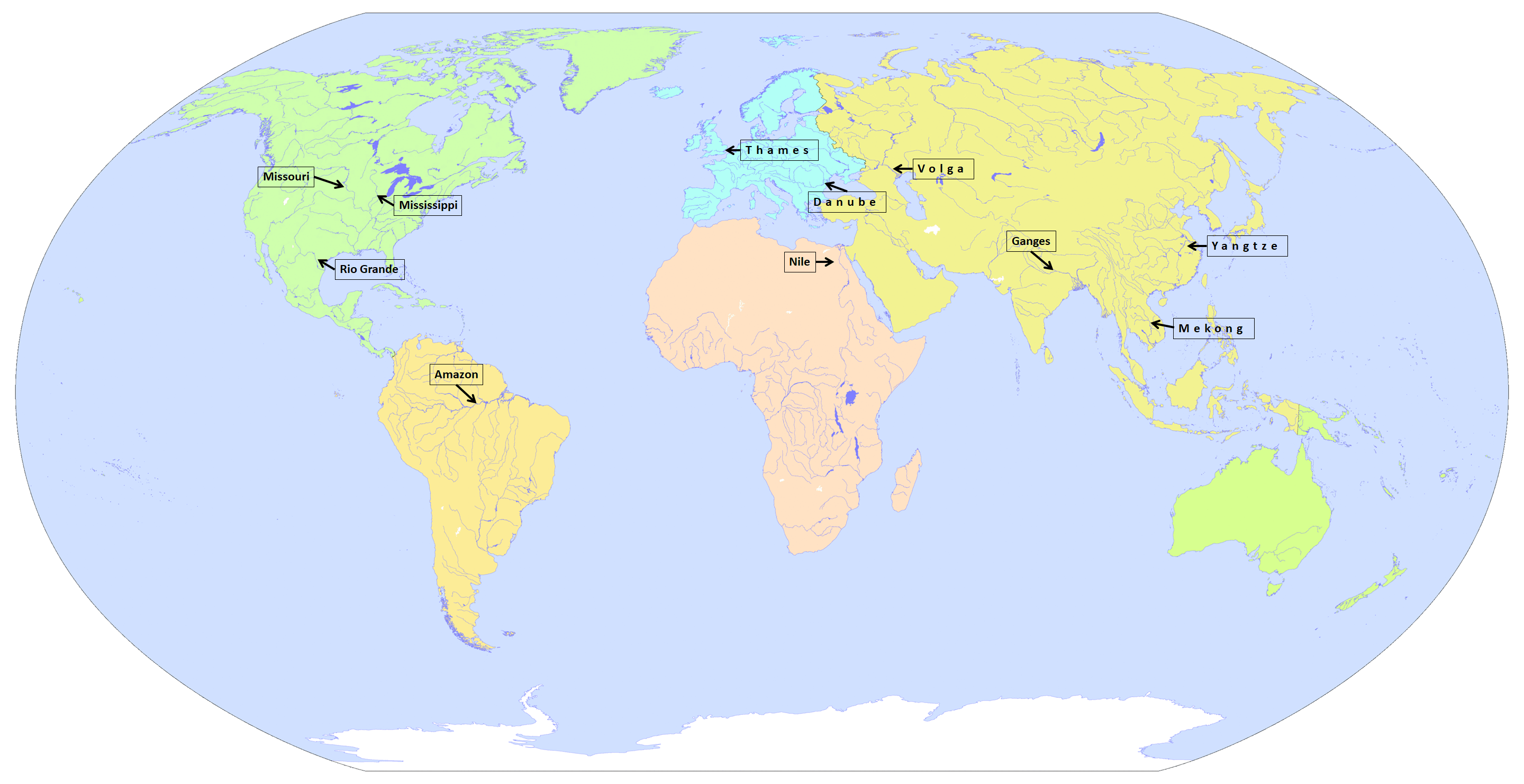 реки на карте мира